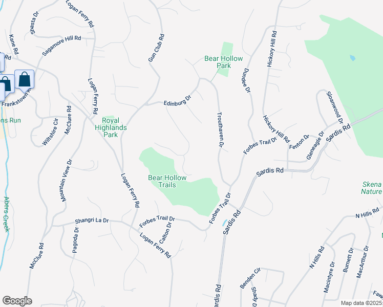 map of restaurants, bars, coffee shops, grocery stores, and more near 4019 Dublane Court in Murrysville