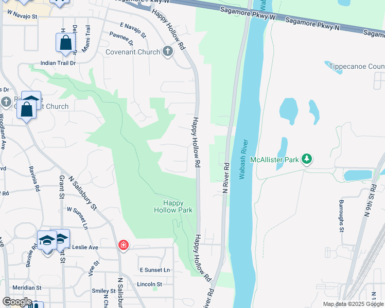 map of restaurants, bars, coffee shops, grocery stores, and more near 1732 Fernleaf Drive in West Lafayette