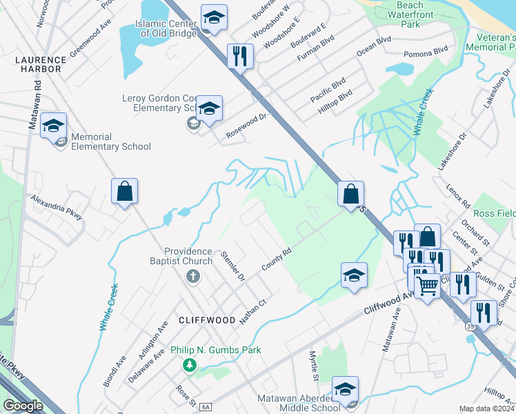 map of restaurants, bars, coffee shops, grocery stores, and more near 64 LCpl. Phillip E. Frank Way in Aberdeen Township