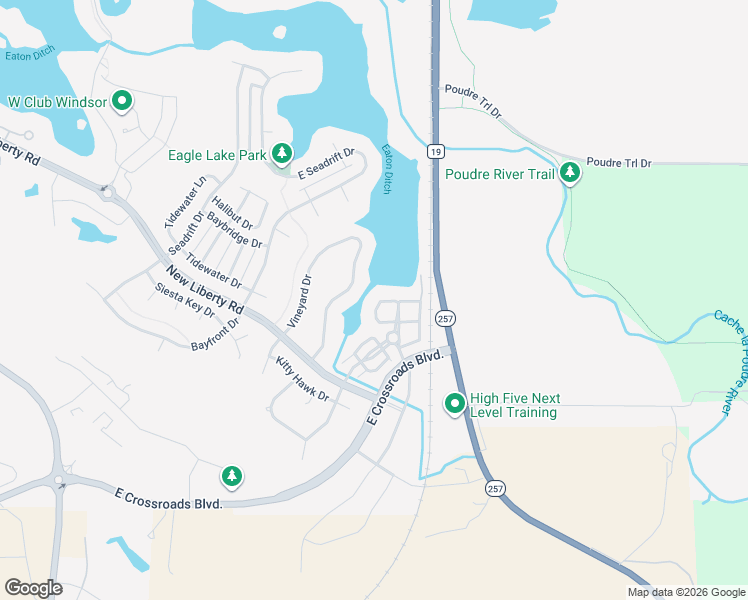 map of restaurants, bars, coffee shops, grocery stores, and more near 2154 Montauk Lane in Windsor