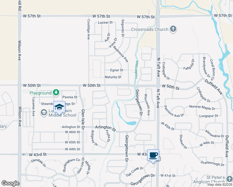 map of restaurants, bars, coffee shops, grocery stores, and more near 1812 West 50th Street in Loveland