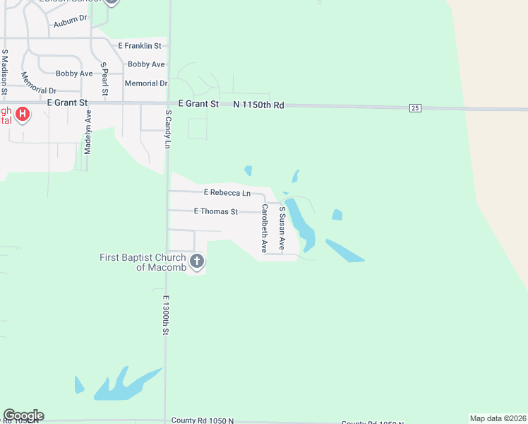 map of restaurants, bars, coffee shops, grocery stores, and more near 1598 East Thomas Street in Macomb