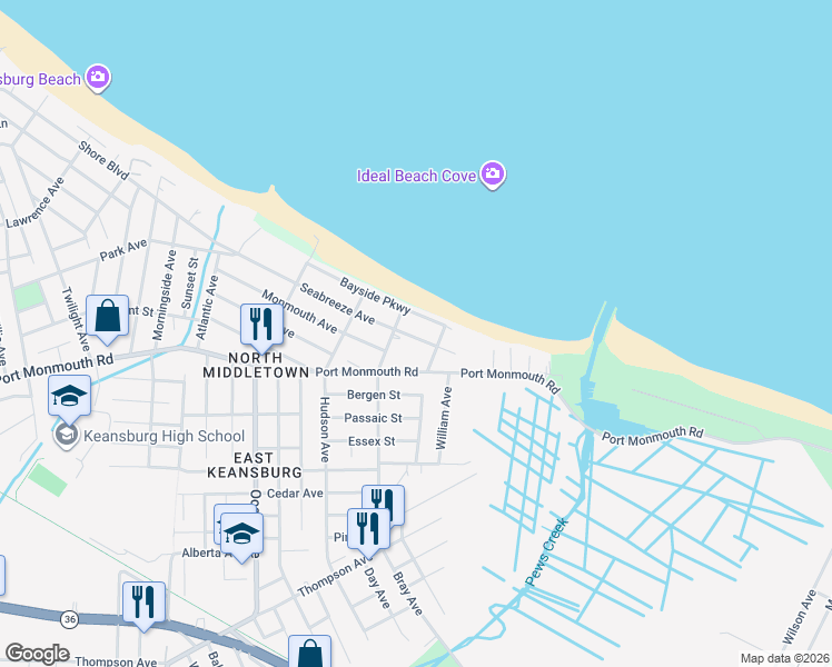 map of restaurants, bars, coffee shops, grocery stores, and more near 237 Seabreeze Avenue in North Middletown