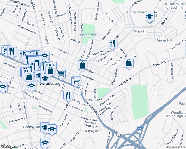 map of restaurants, bars, coffee shops, grocery stores, and more near 1212 Montier Street in Pittsburgh