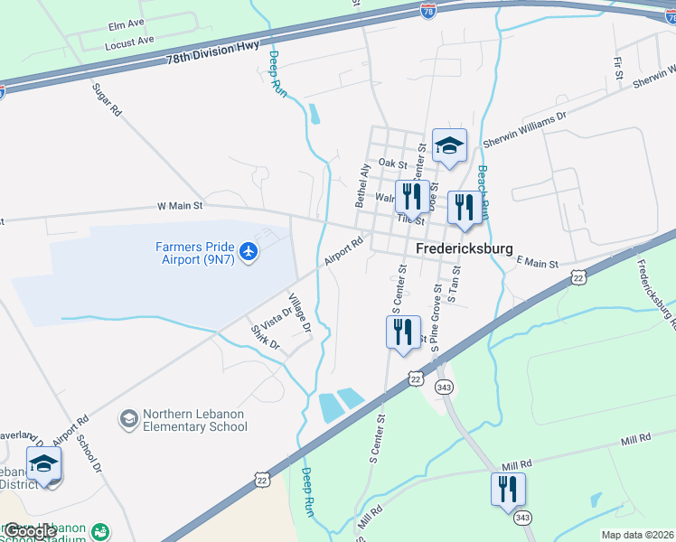 map of restaurants, bars, coffee shops, grocery stores, and more near 10 Horizon Drive in Fredericksburg