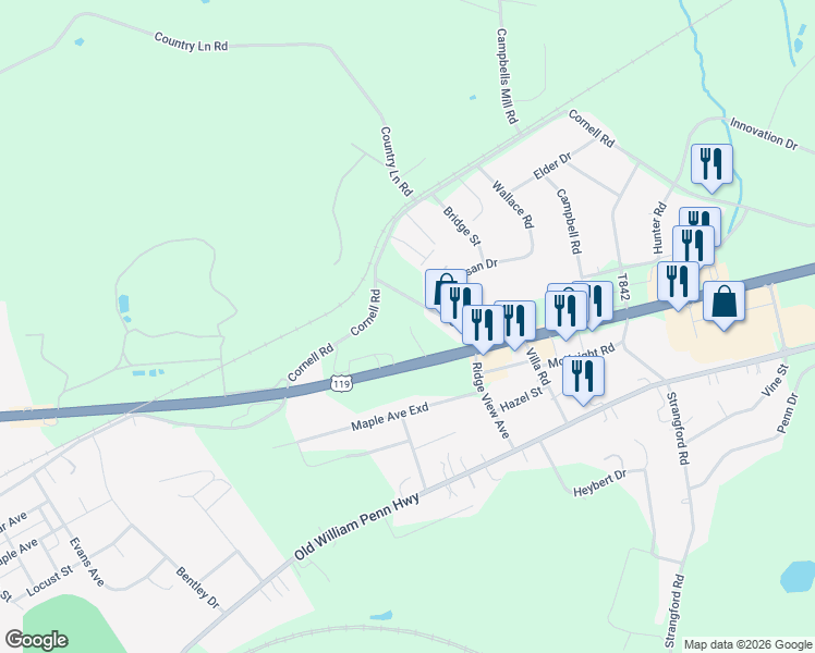 map of restaurants, bars, coffee shops, grocery stores, and more near 1146 U.S. 22 in Blairsville