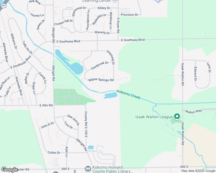 map of restaurants, bars, coffee shops, grocery stores, and more near 2301 Willow Springs Road in Kokomo