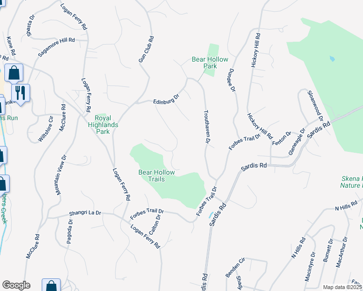 map of restaurants, bars, coffee shops, grocery stores, and more near 4019 Dublane Ct in Murrysville