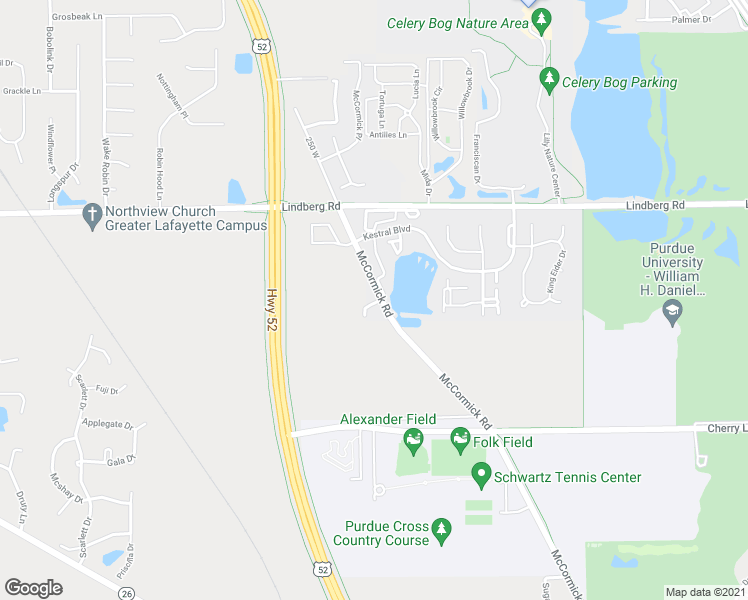 map of restaurants, bars, coffee shops, grocery stores, and more near 1730 McCormick Road in West Lafayette