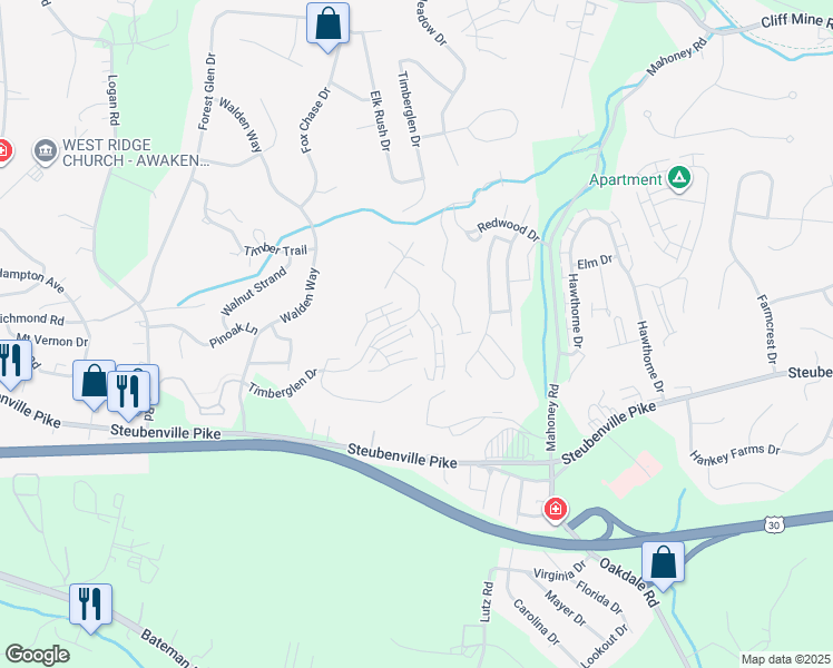 map of restaurants, bars, coffee shops, grocery stores, and more near 1204 Timberglen Drive in Imperial