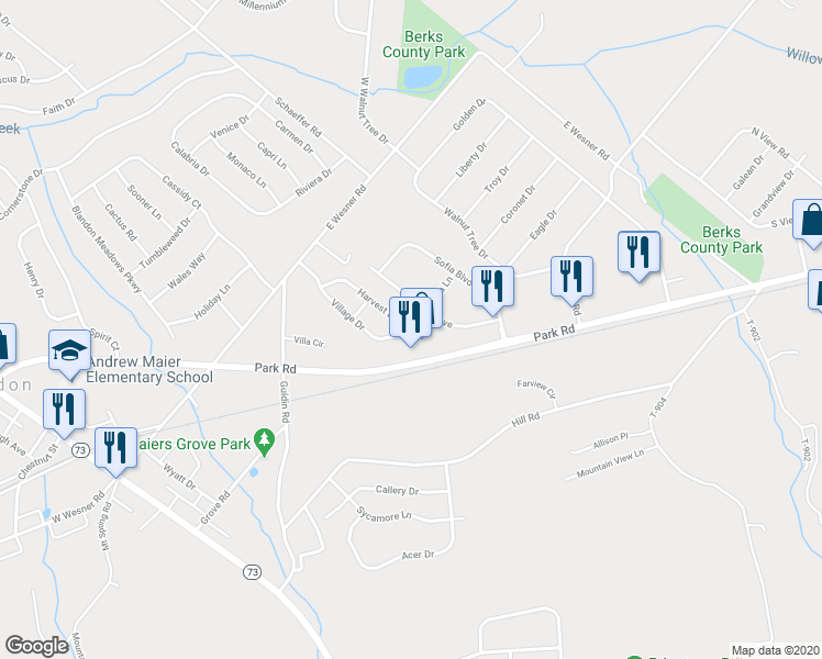 map of restaurants, bars, coffee shops, grocery stores, and more near 534 Harvest Drive in Blandon