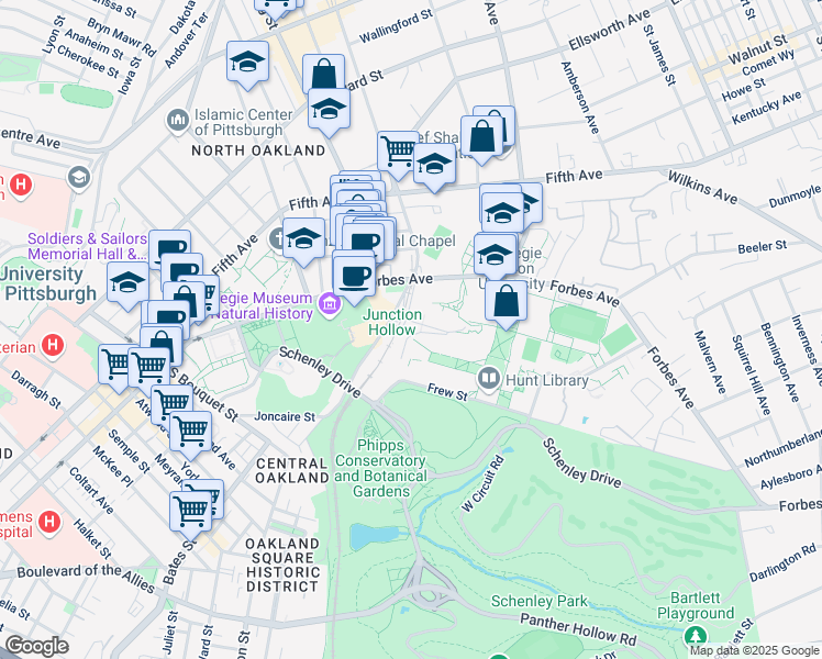 map of restaurants, bars, coffee shops, grocery stores, and more near 346 Hamerschlag Drive in Pittsburgh