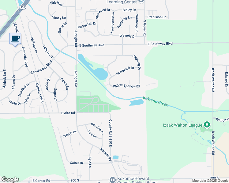 map of restaurants, bars, coffee shops, grocery stores, and more near 2101 Willow Springs Rd in Kokomo