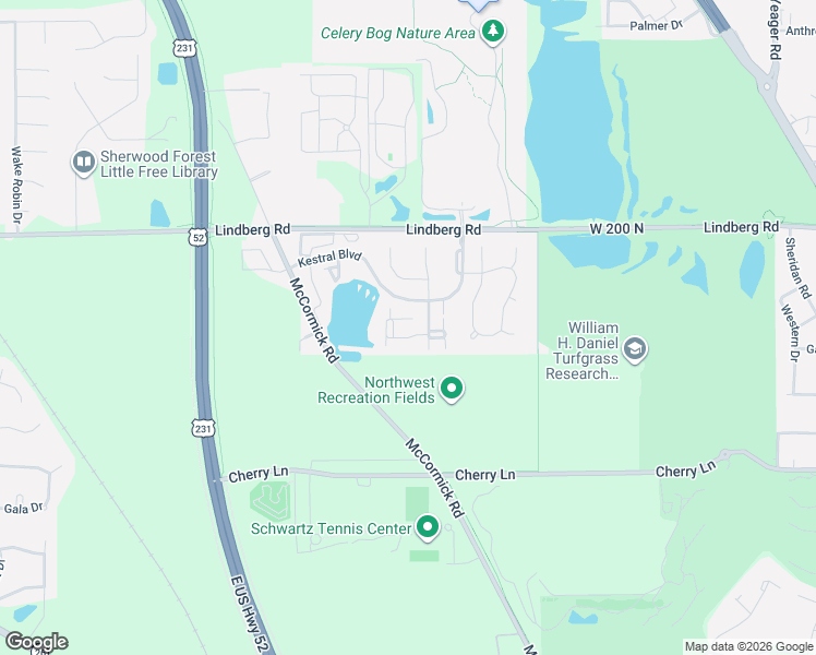 map of restaurants, bars, coffee shops, grocery stores, and more near 1740 Sandpiper Drive in West Lafayette