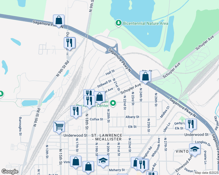 map of restaurants, bars, coffee shops, grocery stores, and more near 2026 Monon Avenue in Lafayette