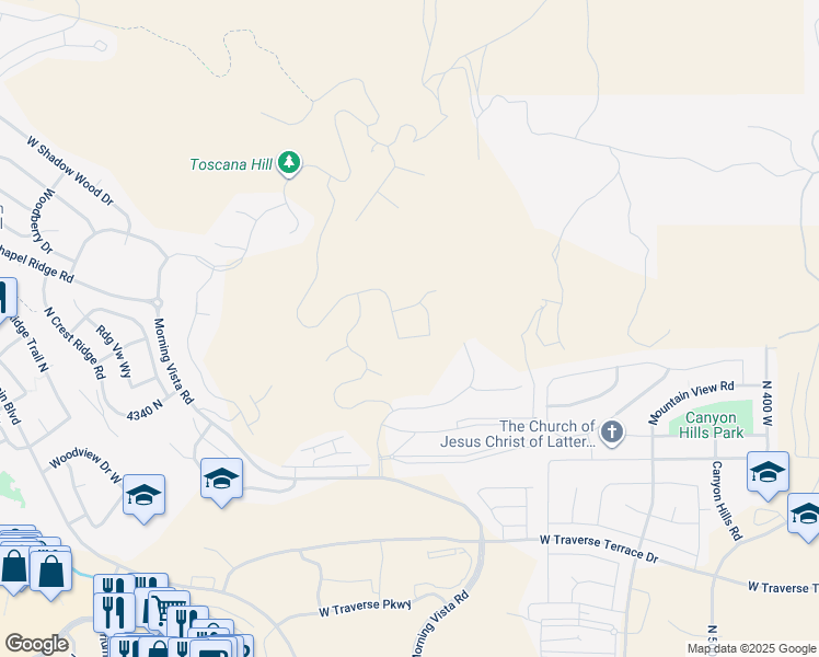 map of restaurants, bars, coffee shops, grocery stores, and more near 1238 West Spring View Drive in Lehi