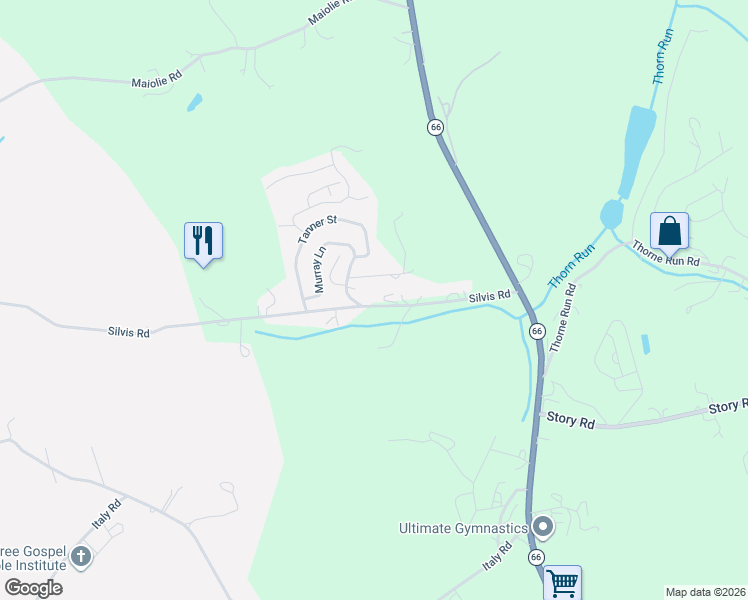 map of restaurants, bars, coffee shops, grocery stores, and more near 193 Silvis Road in Export