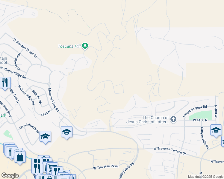 map of restaurants, bars, coffee shops, grocery stores, and more near 4521 North Solstice Drive in Lehi