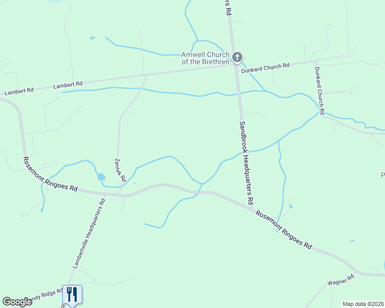 map of restaurants, bars, coffee shops, grocery stores, and more near 342 Rosemont Ringoes Road in Stockton