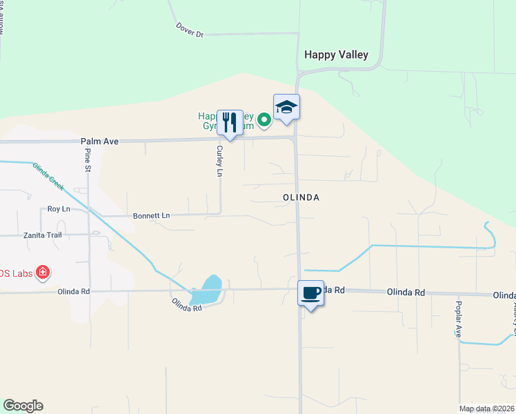 map of restaurants, bars, coffee shops, grocery stores, and more near 17437 El Rio Lane in Anderson