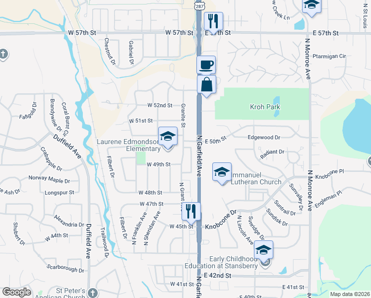 map of restaurants, bars, coffee shops, grocery stores, and more near 4928 Basswood Drive in Loveland