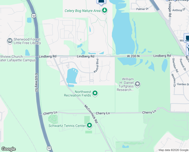 map of restaurants, bars, coffee shops, grocery stores, and more near 1729 Sandpiper Drive in West Lafayette