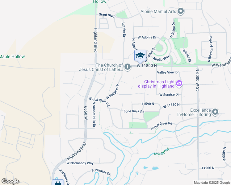 map of restaurants, bars, coffee shops, grocery stores, and more near 8837 West Sunrise Drive in Highland