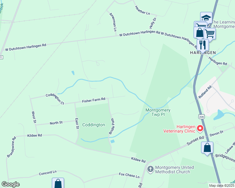 map of restaurants, bars, coffee shops, grocery stores, and more near 66 Fisher Farm Road in Montgomery