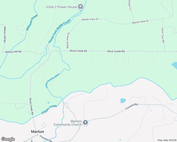 map of restaurants, bars, coffee shops, grocery stores, and more near 32065 Rock Creek Road in Manton