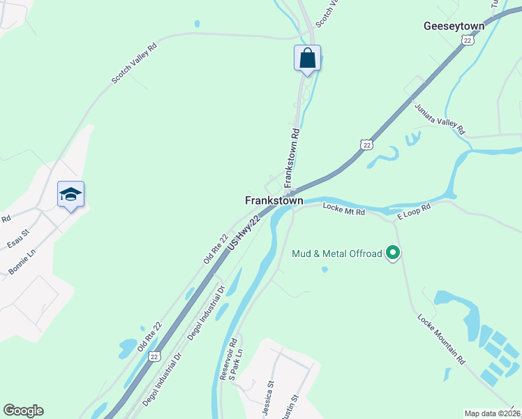 map of restaurants, bars, coffee shops, grocery stores, and more near T520 in Hollidaysburg