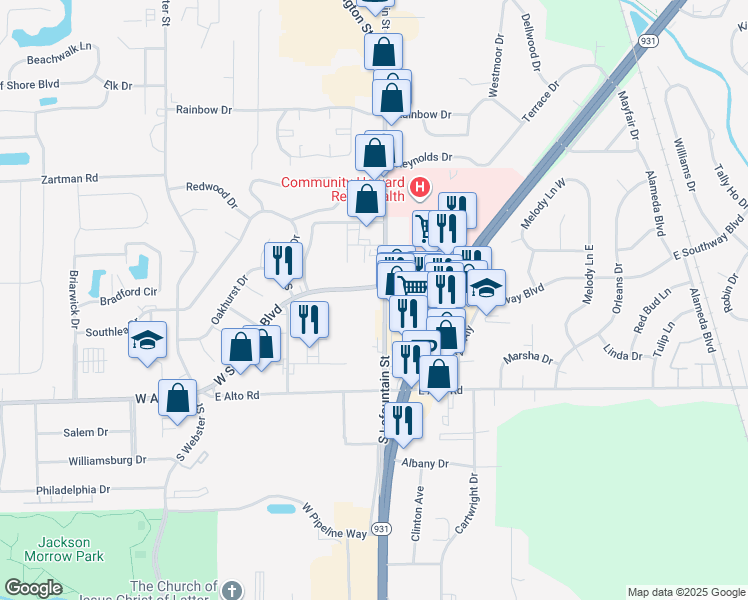map of restaurants, bars, coffee shops, grocery stores, and more near 3701 South Lafountain Street in Kokomo