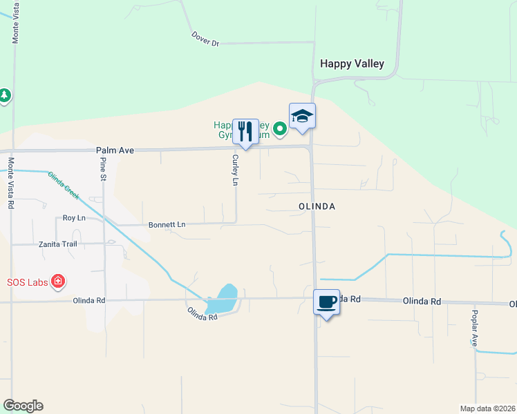 map of restaurants, bars, coffee shops, grocery stores, and more near 17437 El Rio Lane in Anderson