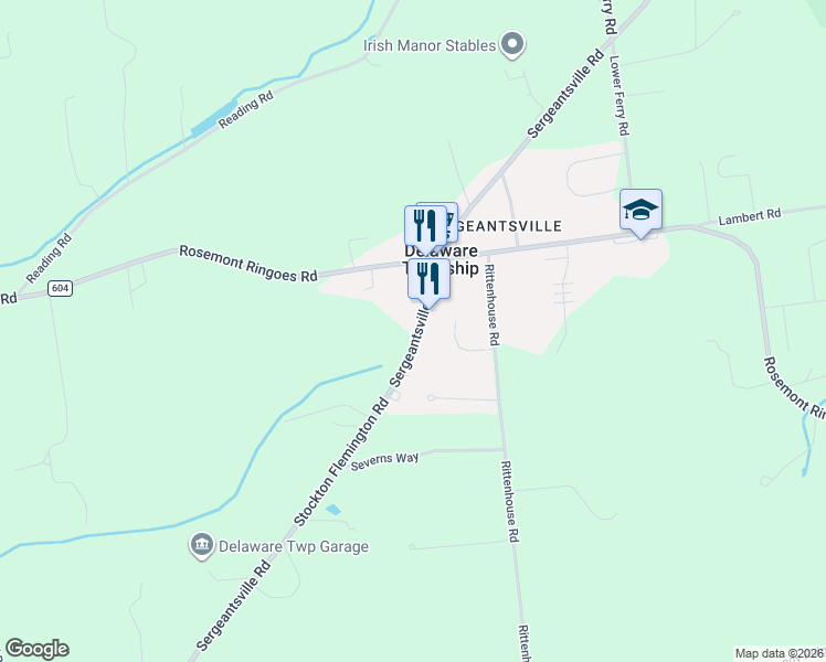 map of restaurants, bars, coffee shops, grocery stores, and more near 763 Sergeantsville Road in Stockton