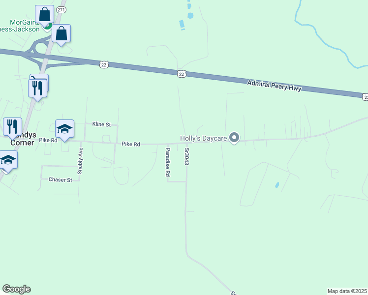 map of restaurants, bars, coffee shops, grocery stores, and more near 740-774 Pike Rd in Johnstown