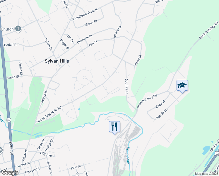 map of restaurants, bars, coffee shops, grocery stores, and more near 1152 Four Leaf Lane in Hollidaysburg