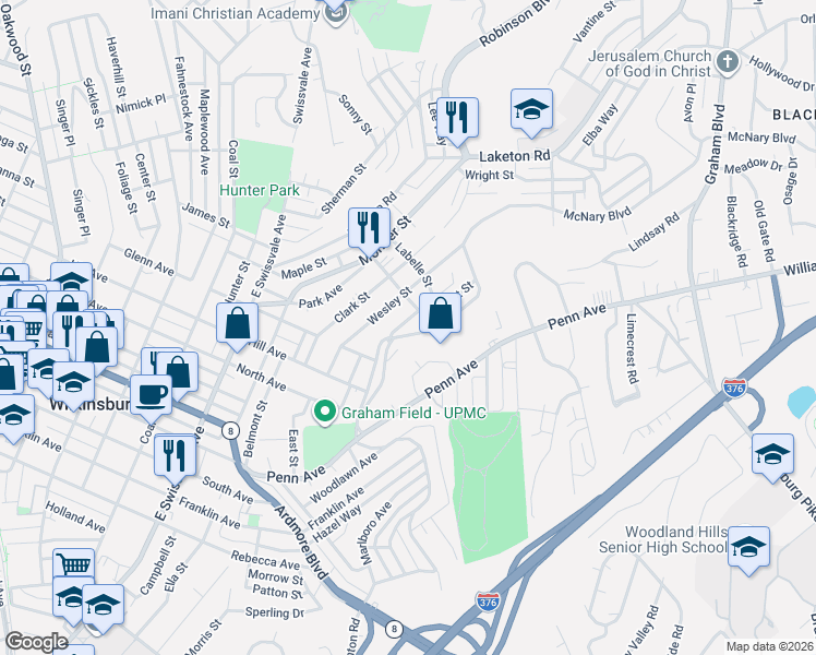 map of restaurants, bars, coffee shops, grocery stores, and more near 46 Labelle Street in Pittsburgh