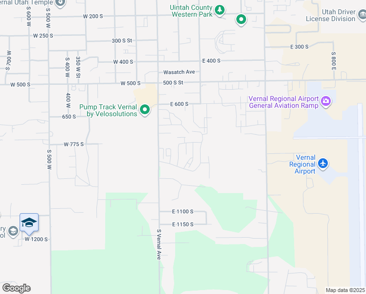 map of restaurants, bars, coffee shops, grocery stores, and more near 801 South 90 East in Vernal