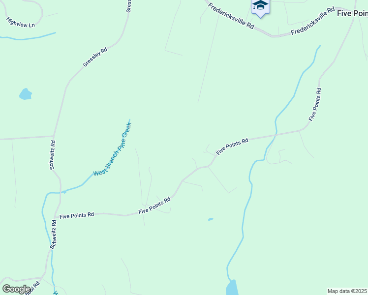 map of restaurants, bars, coffee shops, grocery stores, and more near 57 Five Points Road in Mertztown