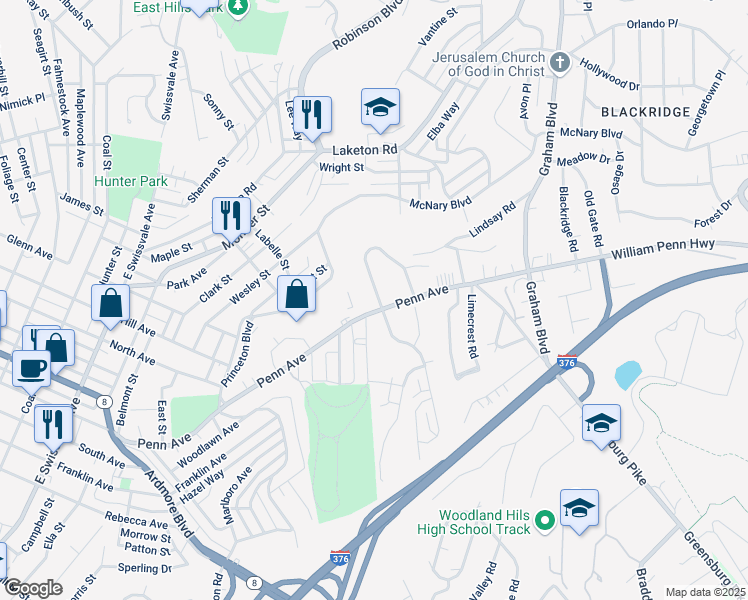 map of restaurants, bars, coffee shops, grocery stores, and more near 1013 West Findley Drive in Pittsburgh