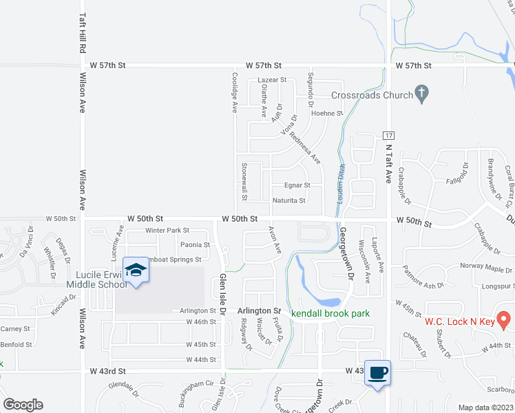 map of restaurants, bars, coffee shops, grocery stores, and more near 1910 Naturita Street in Loveland