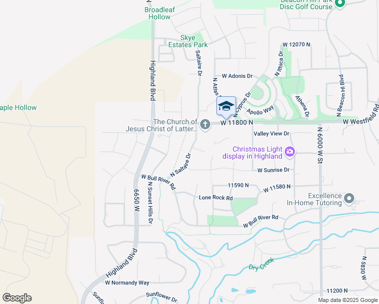 map of restaurants, bars, coffee shops, grocery stores, and more near 11918 North Saltaire Drive in Highland