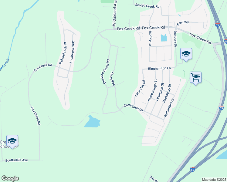 map of restaurants, bars, coffee shops, grocery stores, and more near 2703 Piney Run in Bloomington