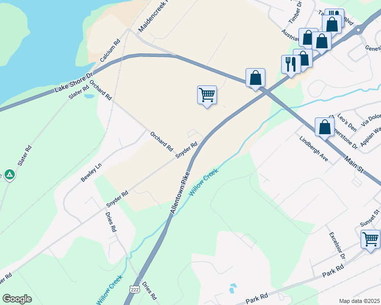 map of restaurants, bars, coffee shops, grocery stores, and more near 211 Snyder Road in Reading