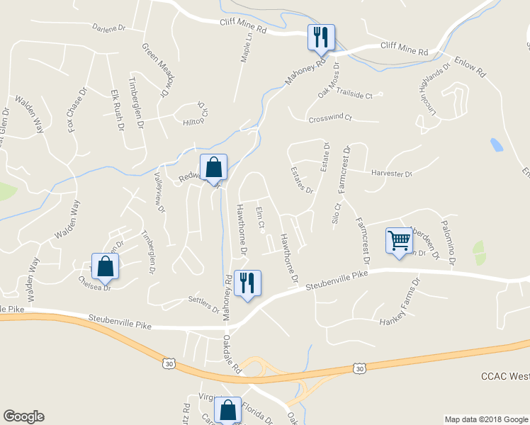 map of restaurants, bars, coffee shops, grocery stores, and more near 523 Elm Court in Oakdale