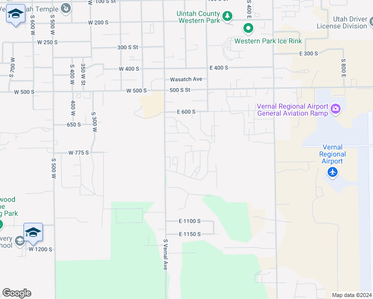 map of restaurants, bars, coffee shops, grocery stores, and more near 73 East 760 Sunit A102 in Vernal