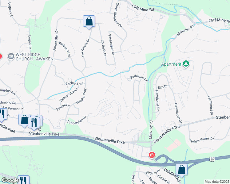 map of restaurants, bars, coffee shops, grocery stores, and more near 3201 Timberglen Drive in Imperial