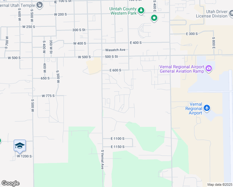 map of restaurants, bars, coffee shops, grocery stores, and more near 99 East 760 South in Vernal