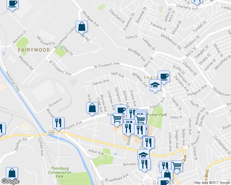 map of restaurants, bars, coffee shops, grocery stores, and more near 79 Sampson Avenue in Pittsburgh