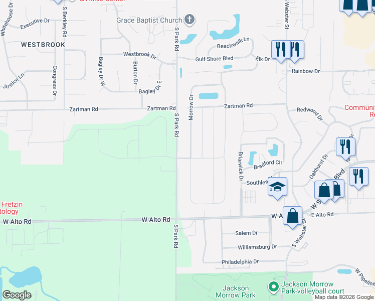 map of restaurants, bars, coffee shops, grocery stores, and more near 3249 Morrow Drive in Kokomo