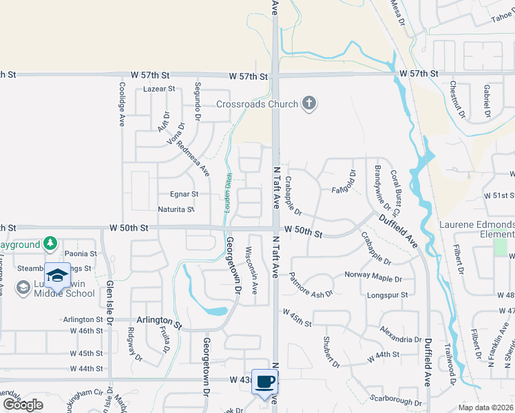 map of restaurants, bars, coffee shops, grocery stores, and more near 1505 Homeland Street in Loveland